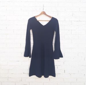Ann Taylor Dress Bell Sleeve Fit and Flare Wool